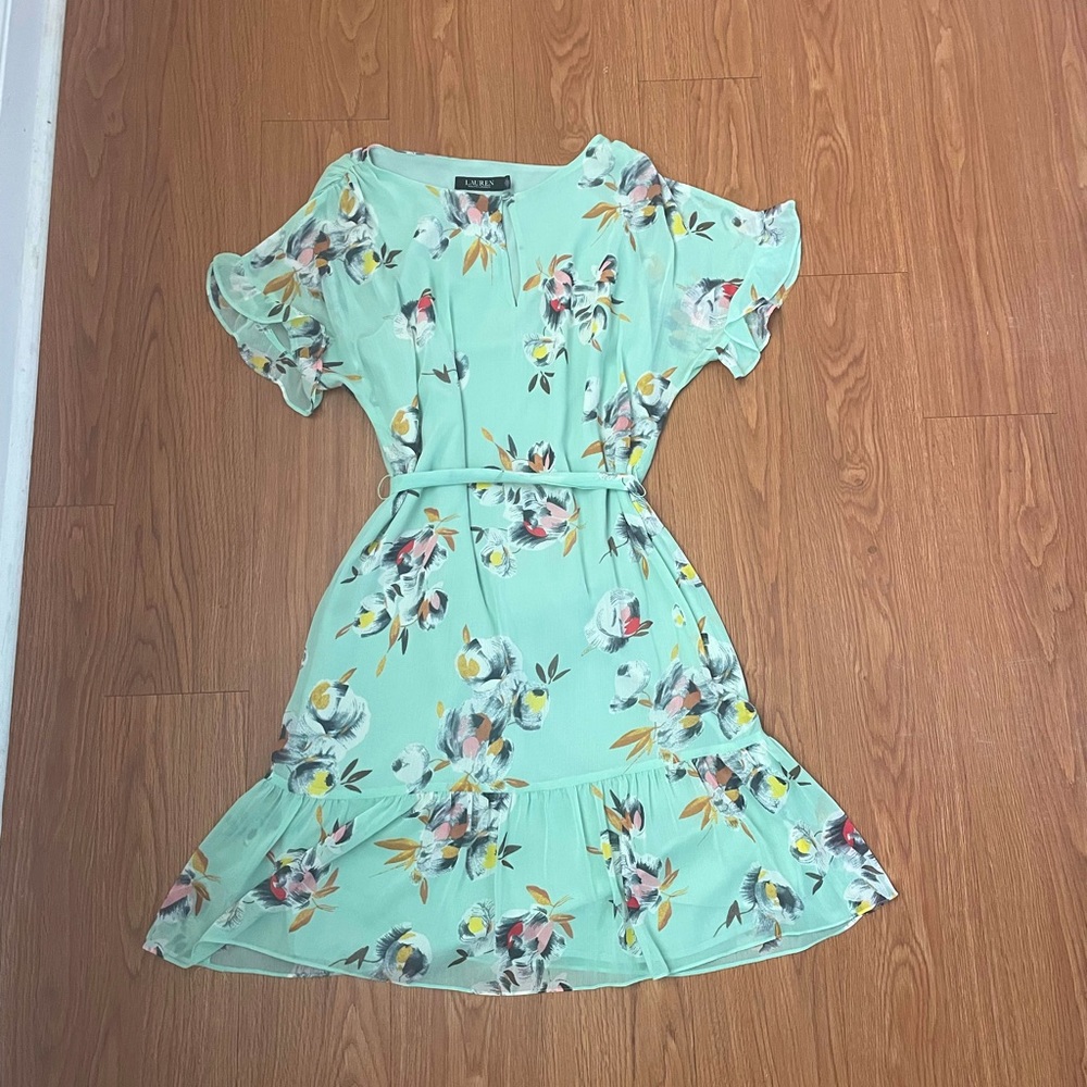 NWT Lauren Ralph Lauren green floral dress